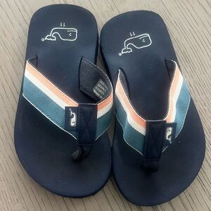Vineyard Vines Navy and Multicolor Kids Flip Flops
